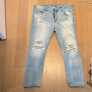 American Eagle Light Blue Distressed Slim Fit Men's Jeans